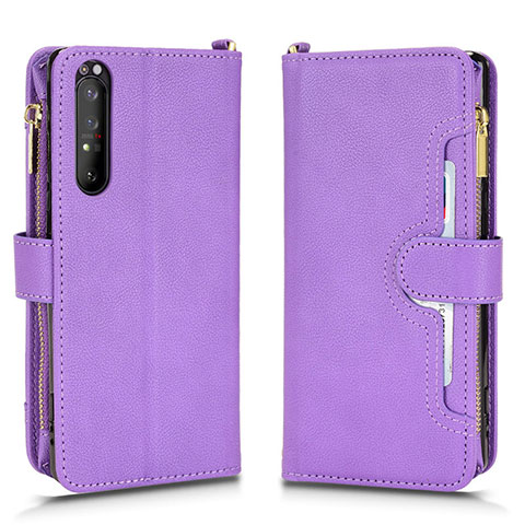 Handytasche Stand Schutzhülle Flip Leder Hülle BY2 für Sony Xperia 1 II Violett