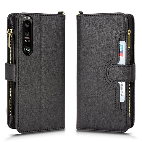 Handytasche Stand Schutzhülle Flip Leder Hülle BY2 für Sony Xperia 1 III Schwarz