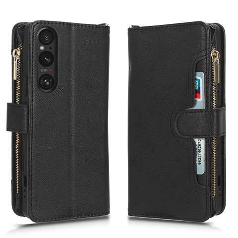 Handytasche Stand Schutzhülle Flip Leder Hülle BY2 für Sony Xperia 1 V Schwarz