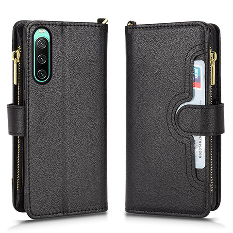 Handytasche Stand Schutzhülle Flip Leder Hülle BY2 für Sony Xperia 10 IV Schwarz