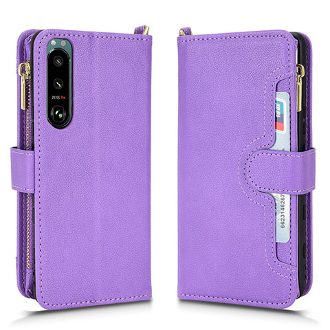 Handytasche Stand Schutzhülle Flip Leder Hülle BY2 für Sony Xperia 5 III Violett