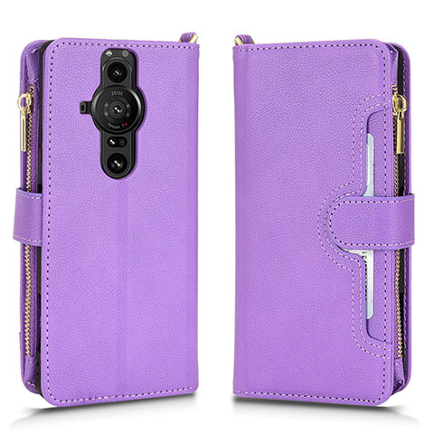 Handytasche Stand Schutzhülle Flip Leder Hülle BY2 für Sony Xperia PRO-I Violett