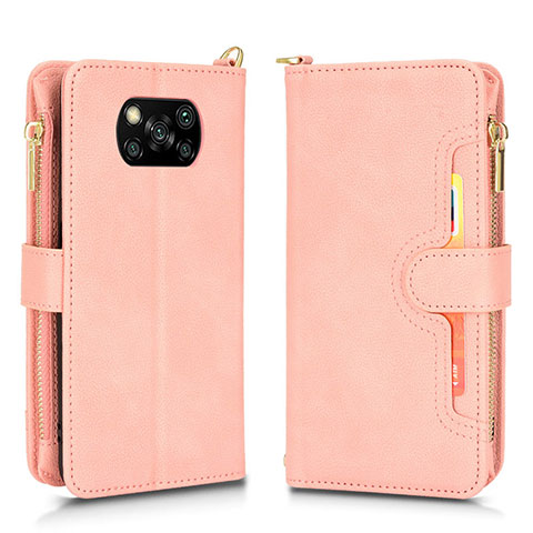 Handytasche Stand Schutzhülle Flip Leder Hülle BY2 für Xiaomi Poco X3 Pro Rosegold