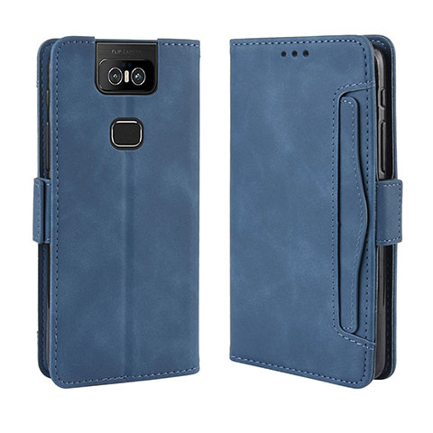 Handytasche Stand Schutzhülle Flip Leder Hülle BY3 für Asus Zenfone 6 ZS630KL Blau