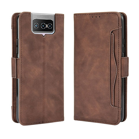 Handytasche Stand Schutzhülle Flip Leder Hülle BY3 für Asus ZenFone 8 Flip ZS672KS Braun