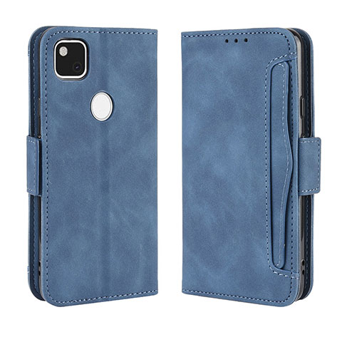 Handytasche Stand Schutzhülle Flip Leder Hülle BY3 für Google Pixel 4a Blau