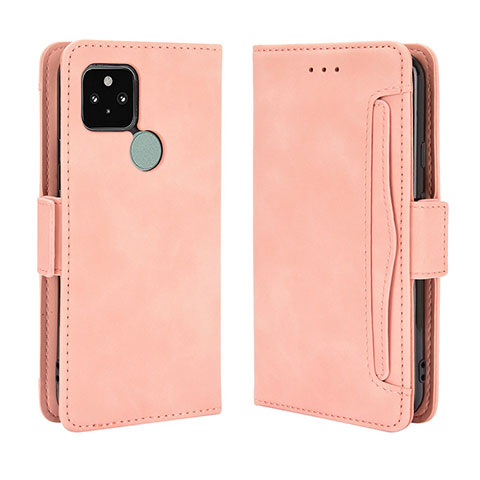 Handytasche Stand Schutzhülle Flip Leder Hülle BY3 für Google Pixel 5 Rosa