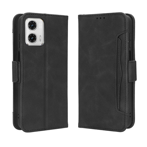 Handytasche Stand Schutzhülle Flip Leder Hülle BY3 für Motorola Moto G 5G (2023) Schwarz