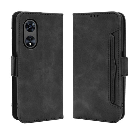 Handytasche Stand Schutzhülle Flip Leder Hülle BY3 für Oppo A78 4G Schwarz