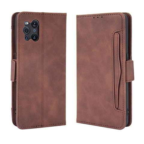 Handytasche Stand Schutzhülle Flip Leder Hülle BY3 für Oppo Find X3 Pro 5G Braun