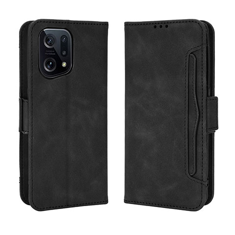 Handytasche Stand Schutzhülle Flip Leder Hülle BY3 für Oppo Find X5 5G Schwarz