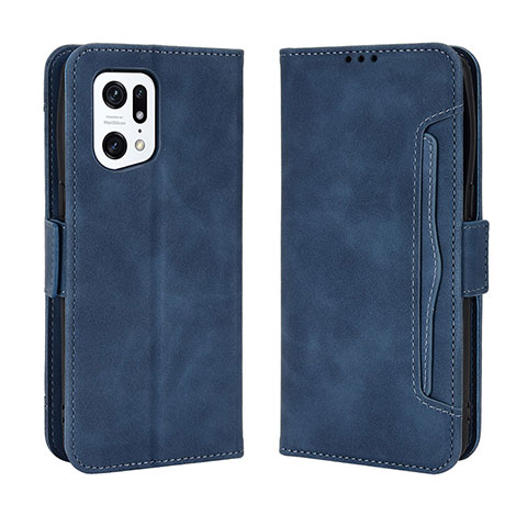 Handytasche Stand Schutzhülle Flip Leder Hülle BY3 für Oppo Find X5 Pro 5G Blau