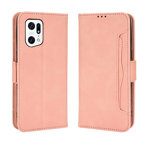 Handytasche Stand Schutzhülle Flip Leder Hülle BY3 für Oppo Find X5 Pro 5G Rosa