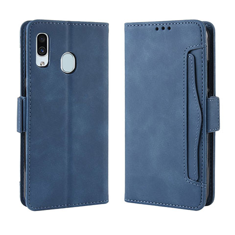 Handytasche Stand Schutzhülle Flip Leder Hülle BY3 für Samsung Galaxy A20 Blau