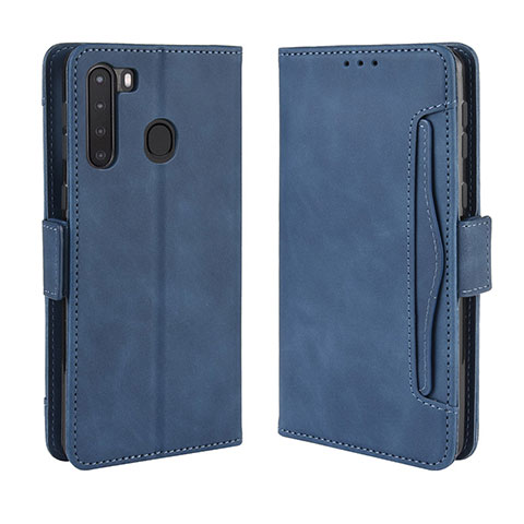 Handytasche Stand Schutzhülle Flip Leder Hülle BY3 für Samsung Galaxy A21 Blau