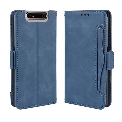 Handytasche Stand Schutzhülle Flip Leder Hülle BY3 für Samsung Galaxy A80 Blau