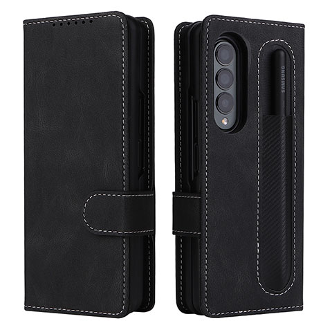 Handytasche Stand Schutzhülle Flip Leder Hülle BY3 für Samsung Galaxy Z Fold4 5G Schwarz