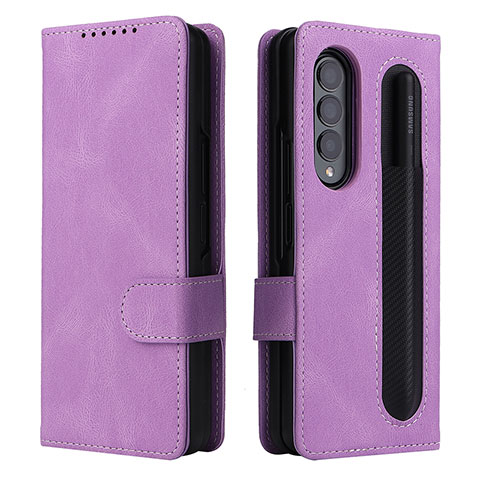 Handytasche Stand Schutzhülle Flip Leder Hülle BY3 für Samsung Galaxy Z Fold4 5G Violett