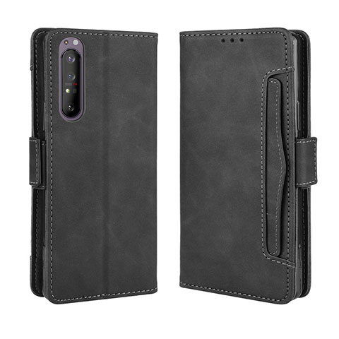 Handytasche Stand Schutzhülle Flip Leder Hülle BY3 für Sony Xperia 1 II Schwarz