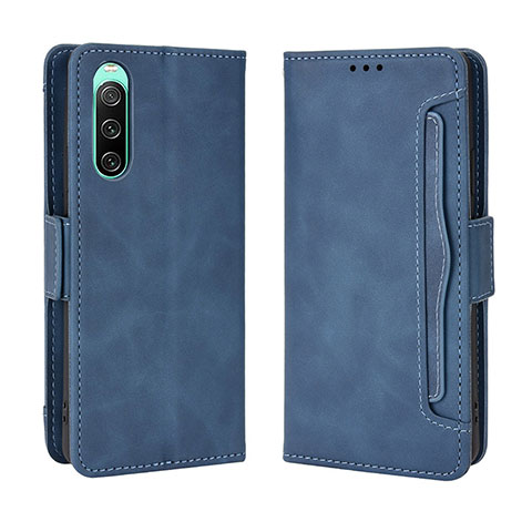 Handytasche Stand Schutzhülle Flip Leder Hülle BY3 für Sony Xperia 10 IV Blau