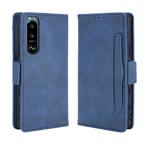 Handytasche Stand Schutzhülle Flip Leder Hülle BY3 für Sony Xperia 5 III SO-53B Blau