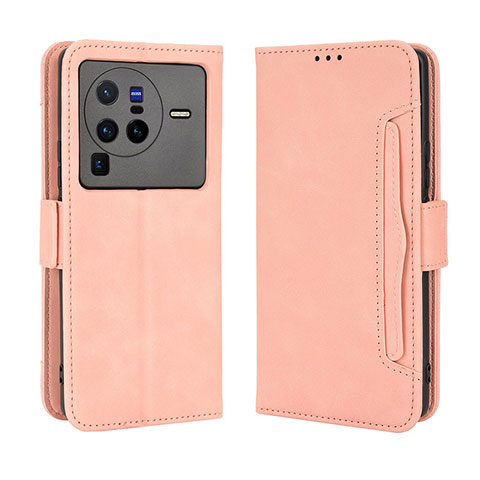 Handytasche Stand Schutzhülle Flip Leder Hülle BY3 für Vivo X80 Pro 5G Rosa