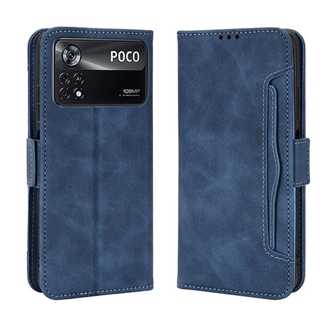 Handytasche Stand Schutzhülle Flip Leder Hülle BY3 für Xiaomi Poco M4 Pro 4G Blau