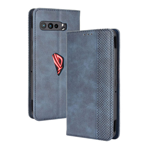 Handytasche Stand Schutzhülle Flip Leder Hülle BY4 für Asus ROG Phone 3 Strix ZS661KS Blau