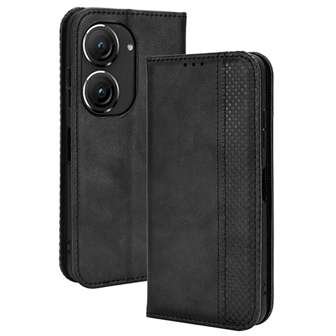 Handytasche Stand Schutzhülle Flip Leder Hülle BY4 für Asus Zenfone 9 Schwarz