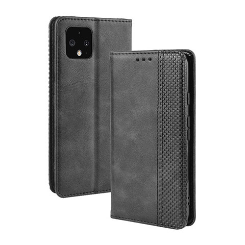 Handytasche Stand Schutzhülle Flip Leder Hülle BY4 für Google Pixel 4 Schwarz