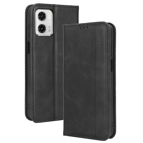 Handytasche Stand Schutzhülle Flip Leder Hülle BY4 für Motorola Moto G53 5G Schwarz