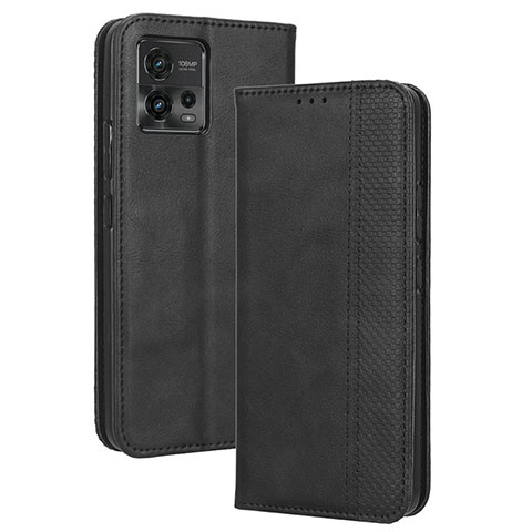 Handytasche Stand Schutzhülle Flip Leder Hülle BY4 für Motorola Moto G72 Schwarz