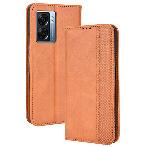 Handytasche Stand Schutzhülle Flip Leder Hülle BY4 für Oppo A56S 5G Braun