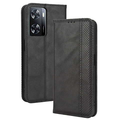 Handytasche Stand Schutzhülle Flip Leder Hülle BY4 für Oppo A77 4G Schwarz