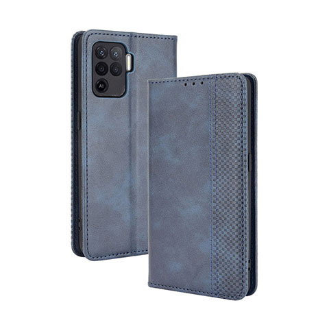 Handytasche Stand Schutzhülle Flip Leder Hülle BY4 für Oppo F19 Pro Blau