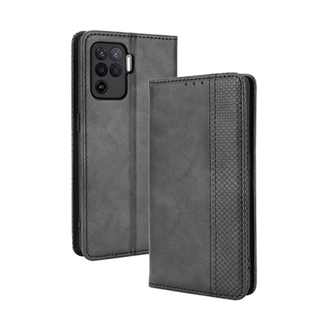 Handytasche Stand Schutzhülle Flip Leder Hülle BY4 für Oppo F19 Pro Schwarz