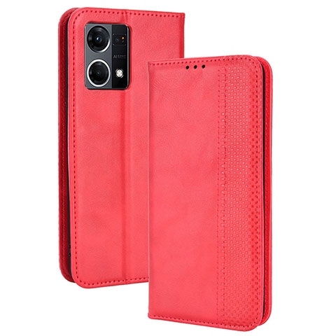 Handytasche Stand Schutzhülle Flip Leder Hülle BY4 für Oppo F21 Pro 4G Rot