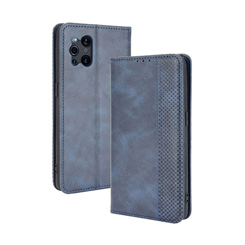 Handytasche Stand Schutzhülle Flip Leder Hülle BY4 für Oppo Find X3 5G Blau