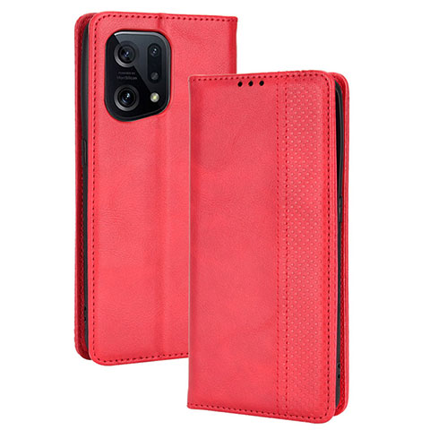 Handytasche Stand Schutzhülle Flip Leder Hülle BY4 für Oppo Find X5 5G Rot