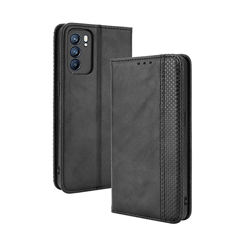 Handytasche Stand Schutzhülle Flip Leder Hülle BY4 für Oppo Reno6 5G Schwarz