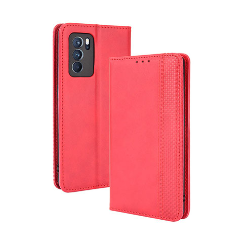 Handytasche Stand Schutzhülle Flip Leder Hülle BY4 für Oppo Reno6 Pro 5G India Rot