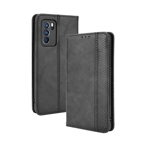 Handytasche Stand Schutzhülle Flip Leder Hülle BY4 für Oppo Reno6 Pro 5G India Schwarz