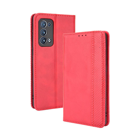 Handytasche Stand Schutzhülle Flip Leder Hülle BY4 für Oppo Reno6 Pro 5G Rot