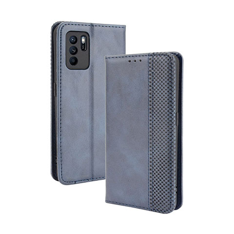 Handytasche Stand Schutzhülle Flip Leder Hülle BY4 für Oppo Reno6 Z 5G Blau