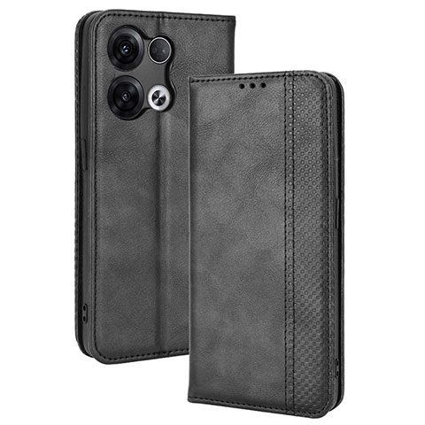 Handytasche Stand Schutzhülle Flip Leder Hülle BY4 für Oppo Reno8 5G Schwarz