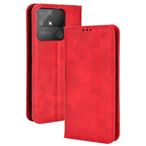 Handytasche Stand Schutzhülle Flip Leder Hülle BY4 für Realme Narzo 50A Rot