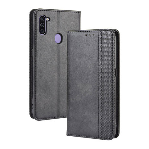 Handytasche Stand Schutzhülle Flip Leder Hülle BY4 für Samsung Galaxy A11 Schwarz