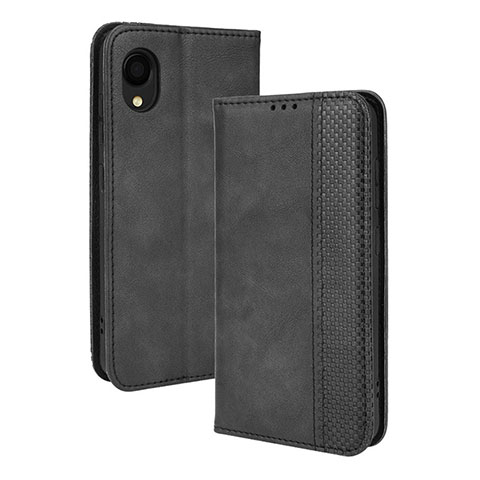 Handytasche Stand Schutzhülle Flip Leder Hülle BY4 für Samsung Galaxy A22 5G SC-56B Schwarz