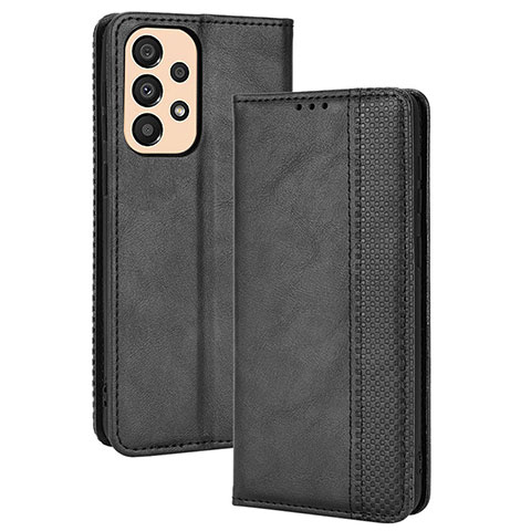 Handytasche Stand Schutzhülle Flip Leder Hülle BY4 für Samsung Galaxy A23 5G Schwarz