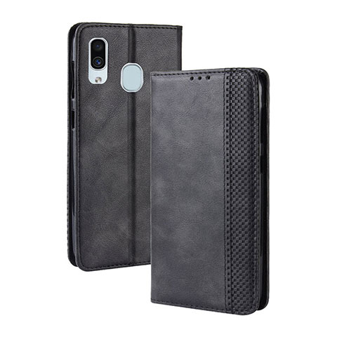 Handytasche Stand Schutzhülle Flip Leder Hülle BY4 für Samsung Galaxy A30 Schwarz